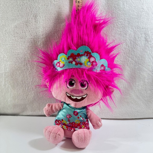 Dreamworks Other - DreamWorks Trolls World Tour Poppy Plush Doll Pink Hair Flower‎ Crown 15 Inch